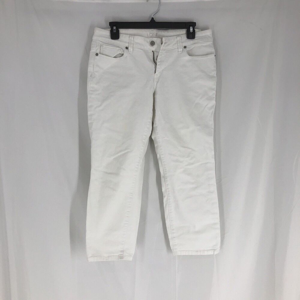 ANN TAYLOR LOFT womens SZ 29/8 white MODERN SKINNY CROP denim jeans